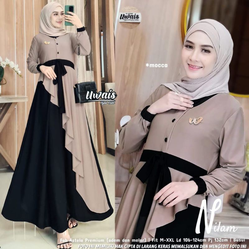Gamis Nilam Maxi Dress Kekinian Gamis Terbaru simple Elegan