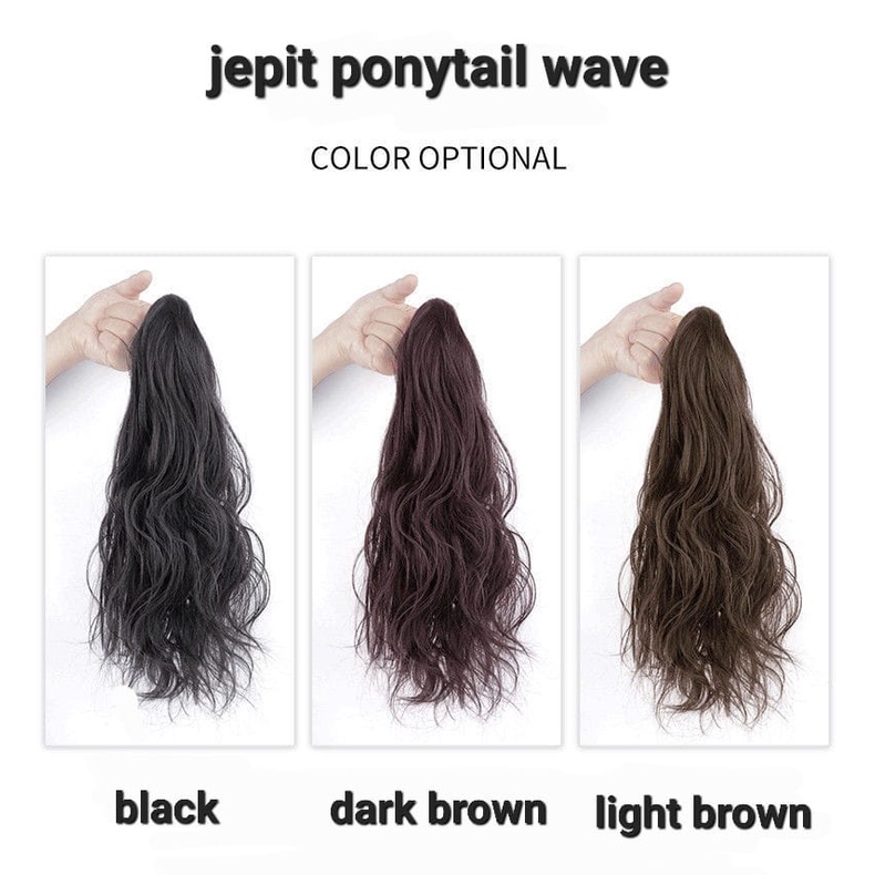 JEPIT RAMBUT PONYTAIL WAVE KOREA IMPORT AKSESORIS FASHION WIG HAIR EXTENSION RAMBUT PALSU