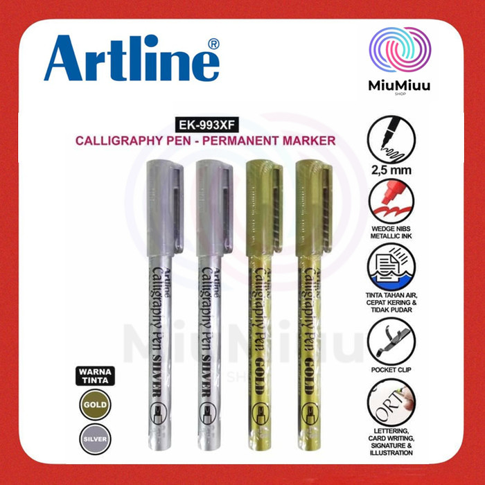 

MARKER ARTLINE EK 993 PULPEN KUAS KALIGRAFI CALIGRAPHY 2.5 MM - Gold