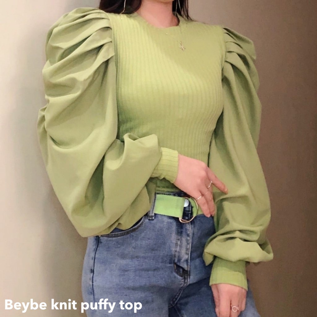 Beybe knit puffy top -Thejanclothes