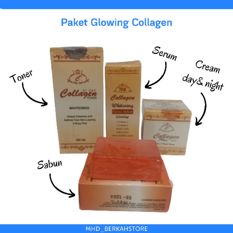 Perawatan Glowing Collagen Cream Glowing Collagen Toner Serum Glowing Collagen Sabun Toner Cream Serum Collagen