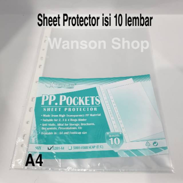

SHEET PROTECTOR A4/ PLASTIK PELINDUNG FILE / PP POCKET A4 ISI 10 LEMBAR TEBAL