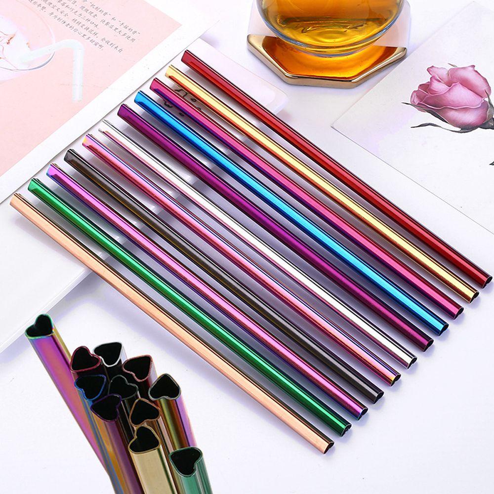 Solighter Sedotan Minum Stainless Steel Ramah Lingkungan Berbentuk Hati Reusable Straw