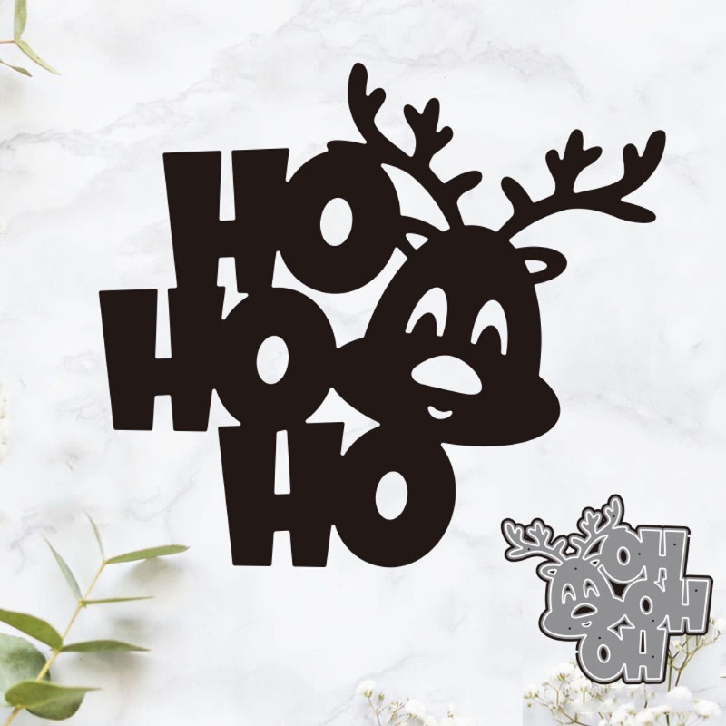 Cetakan Stensil Cutting Dies Motif Ho Ho Ho Ho Ho Bahan Metal Untuk Scrapbook / Craft DIY / Kartu