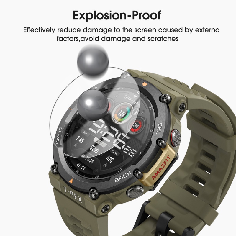 Pelindung Layar Tempered Glass Full HD Transparan Ultra Tipis Untuk Smartwatch Amazfit T-Rex 2