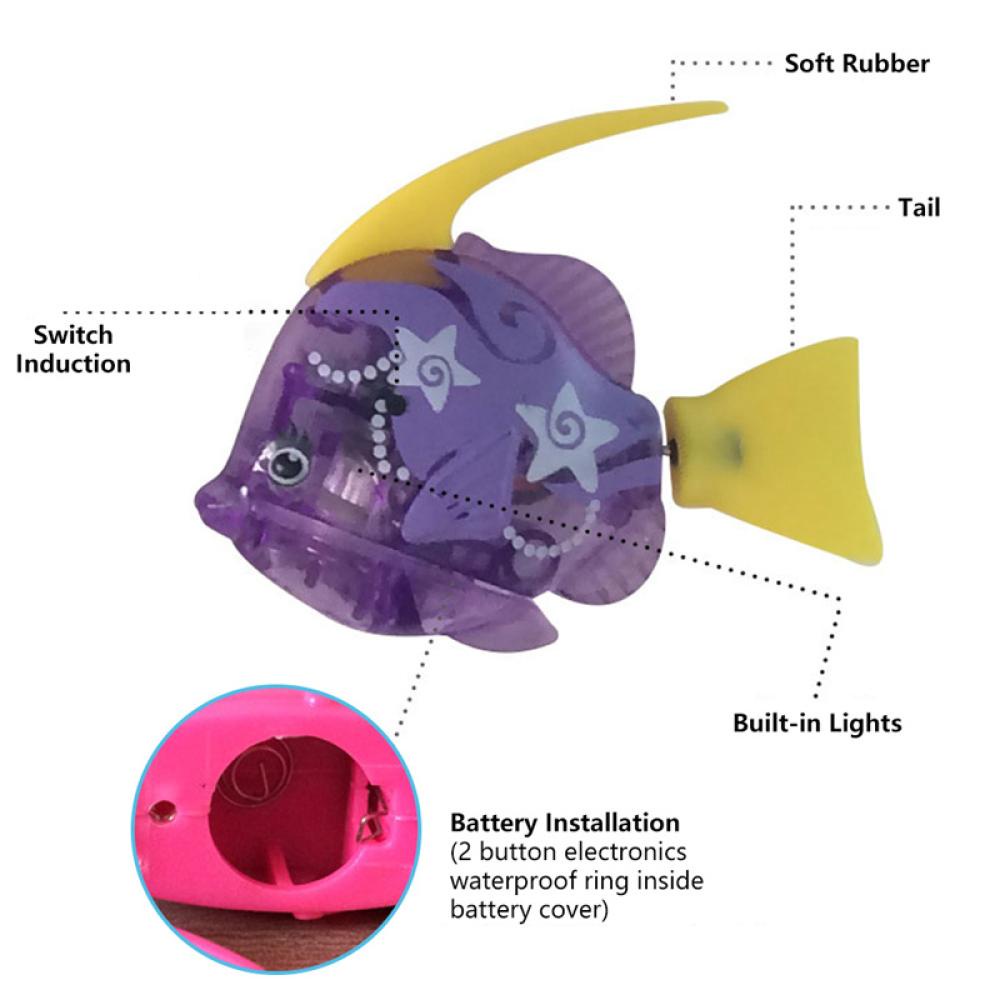 Timekey Mainan Interaktif Robot Ikan Elektrik Berenang Dengan Lampu Untuk Kucing H3I5