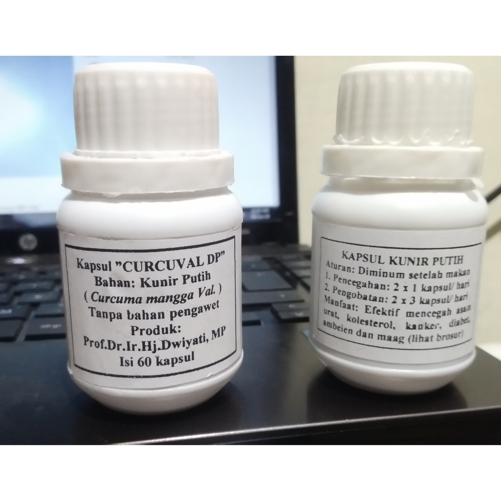 Kunir Putih 60 Kapsul - Obat Herbal Kunyit Putih Curcuval DP Prof Dwiyati Windra Mekar Yogyakarta