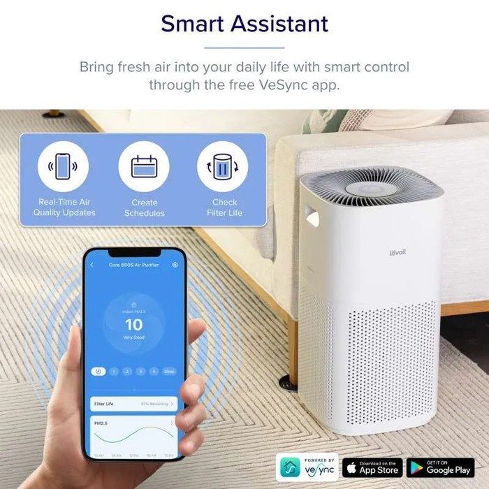 Levoit Core 600S Smart Air Purifier True Hepa Filter - Garansi Resmi