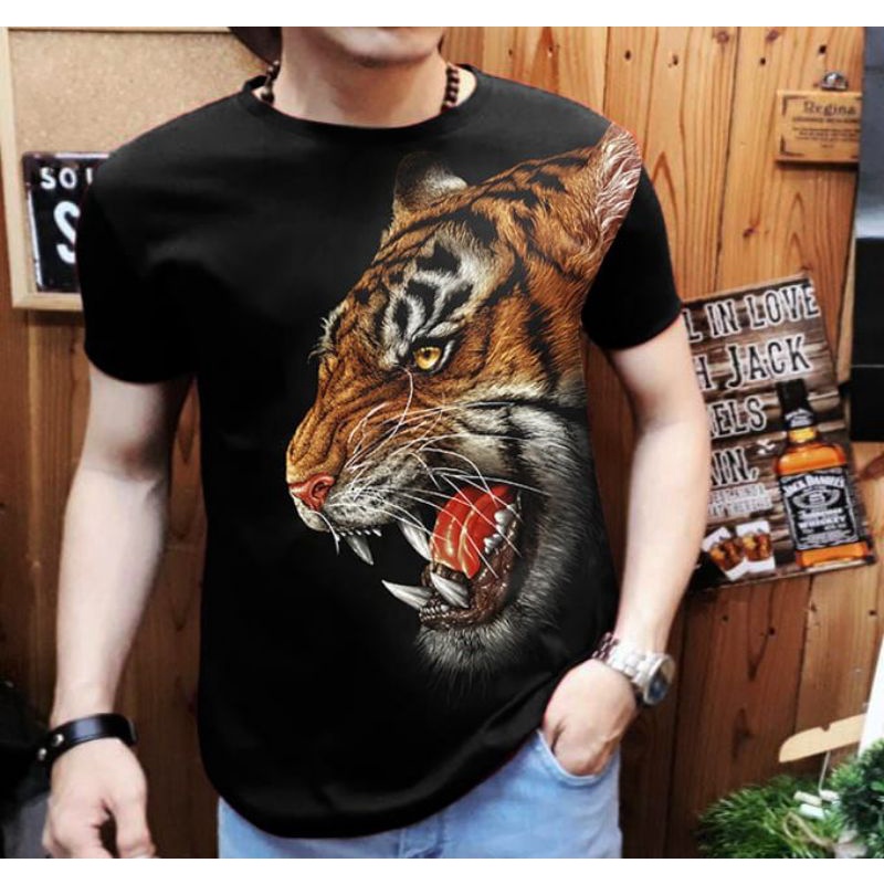 KAOS MACAN KUNING SAMPING KEREN ATASAN T-SHIRT COWOK MURAH