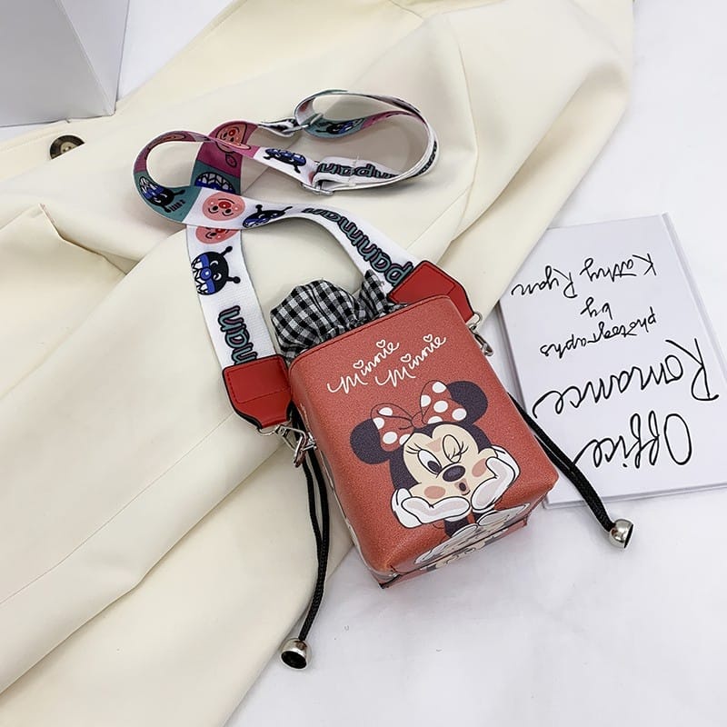 TFT AX292243 B2243 E4354 T29 ST (1 KG MUAT 4) Tas Selempang Anak Lucu DONALD/MINNIE/KOTAK/BULAT/MICKEY DAISY MOTIF Gambar Karakter Fashion Wanita TAS PINK STABBY