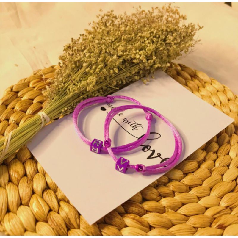 [ W-Z ] Gelang Inisial Monochrome Spesial Lilac