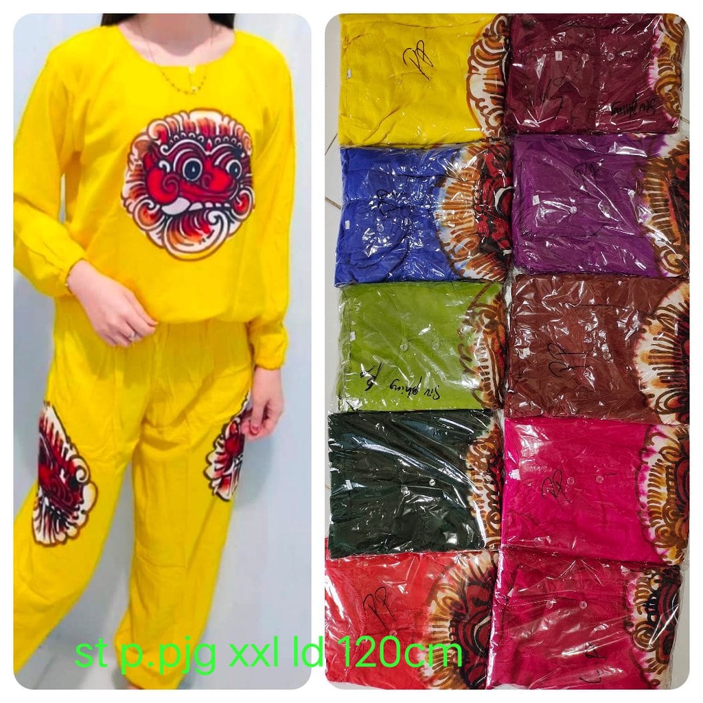 setelan baju bali motif barong lengan panjang celana panjang  size S, M, L, XL, XXL