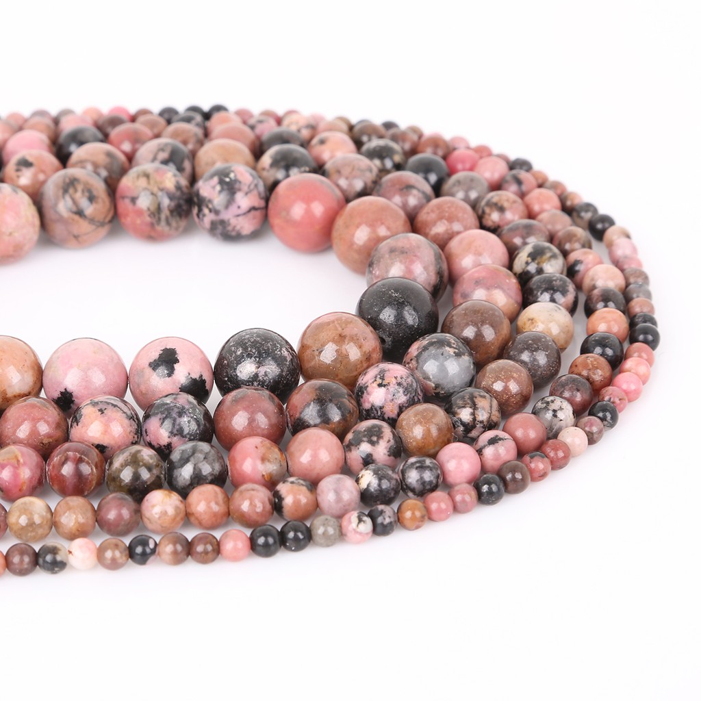 New Arrival Natural Leopard Stripes Stone Round Beads/Dull Polish Matte New Amazon Stone Beads/Natural Black Stripes Rhodochrosite Stone Beads For Jewelry Making DIY Bracelet Necklace Strand15'' 4/6/8/10/12mm