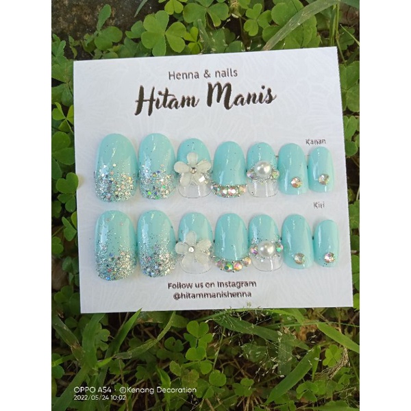 kuku palsu wedding/kuku palsu biru/ kuku palsu murah/nailart wedding /nailart murah/nailart handmade