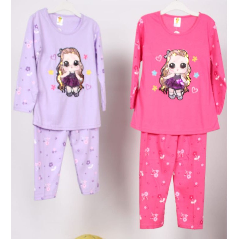 SETELAN BAJU ANAK PEREMPUAN  LENGAN PANJANG 2-7 TAHUN MOTIF CUTE CELANA PANJANG