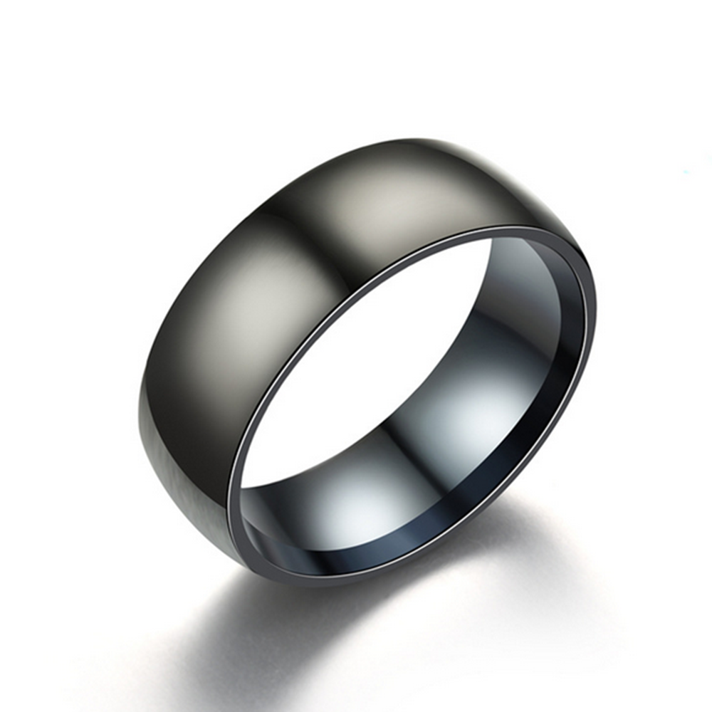 Fashion Wanita Gadis Stainless Steel Cincin Gaya Lebar Hitam | Hadiah Perhiasan