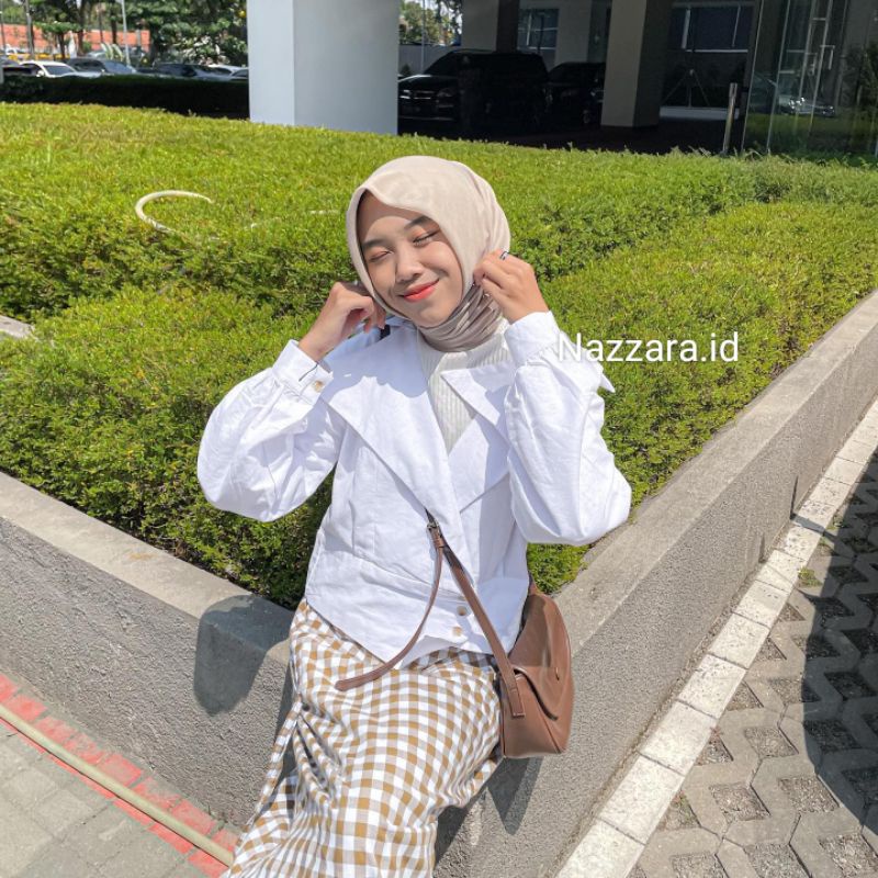 Yoonwoo Blazer / Blazer casual wanita / Outer linen by Nazzara.id