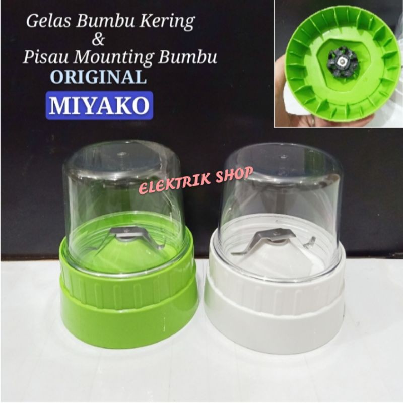 GELAS BUMBU KERING PLASTIK + PISAU MOUNTING MIYAKO ORIGINAL / DRY MILL SET MIYAKO ORIGINAL