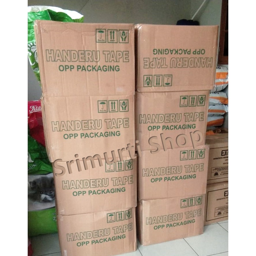 

Grosir Lakban Bening HANDERU Tape 45mm Lakban Packing Murah 1 DUS isi 72 Lakban