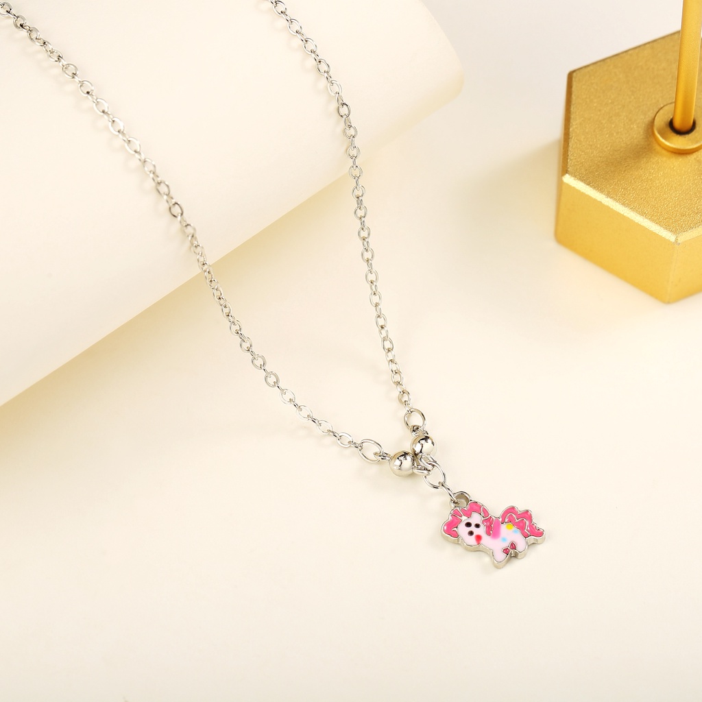 Y482 [COD✔] Kalung Anak Titanium Little Pony Anti Karat Kalung Anak Perempuan Liontin Unicorn 18k Gold Jewelry Untuk Anak