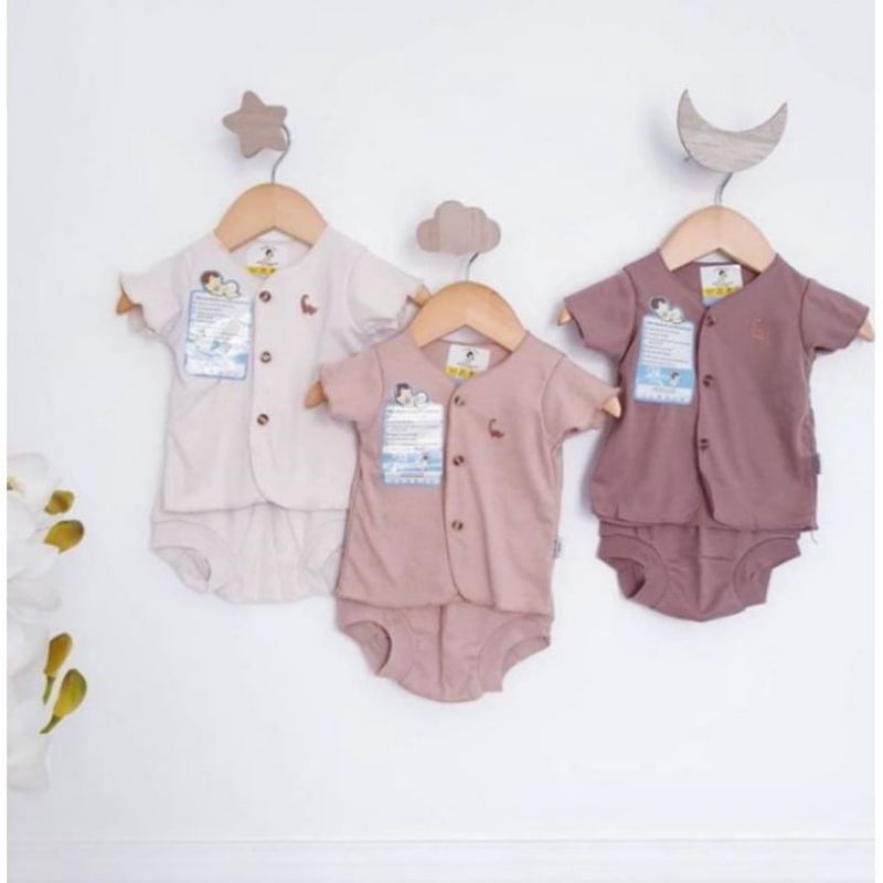 3stel_BABY HAI setelan pendek bayi polos baby hai choco series/ setelan pendek bayi boy &amp; girl polos soft cotton / setelan baby hai pendek polos new born