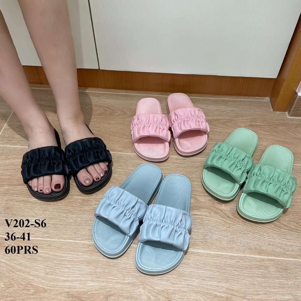 BALANCE Sandal Slop Wanita Karet Jelly Import Sendal Kokop Motif Serut 202-S6 / Sandal Kerut Wanita SORAYA Selop Jelly V202 S6