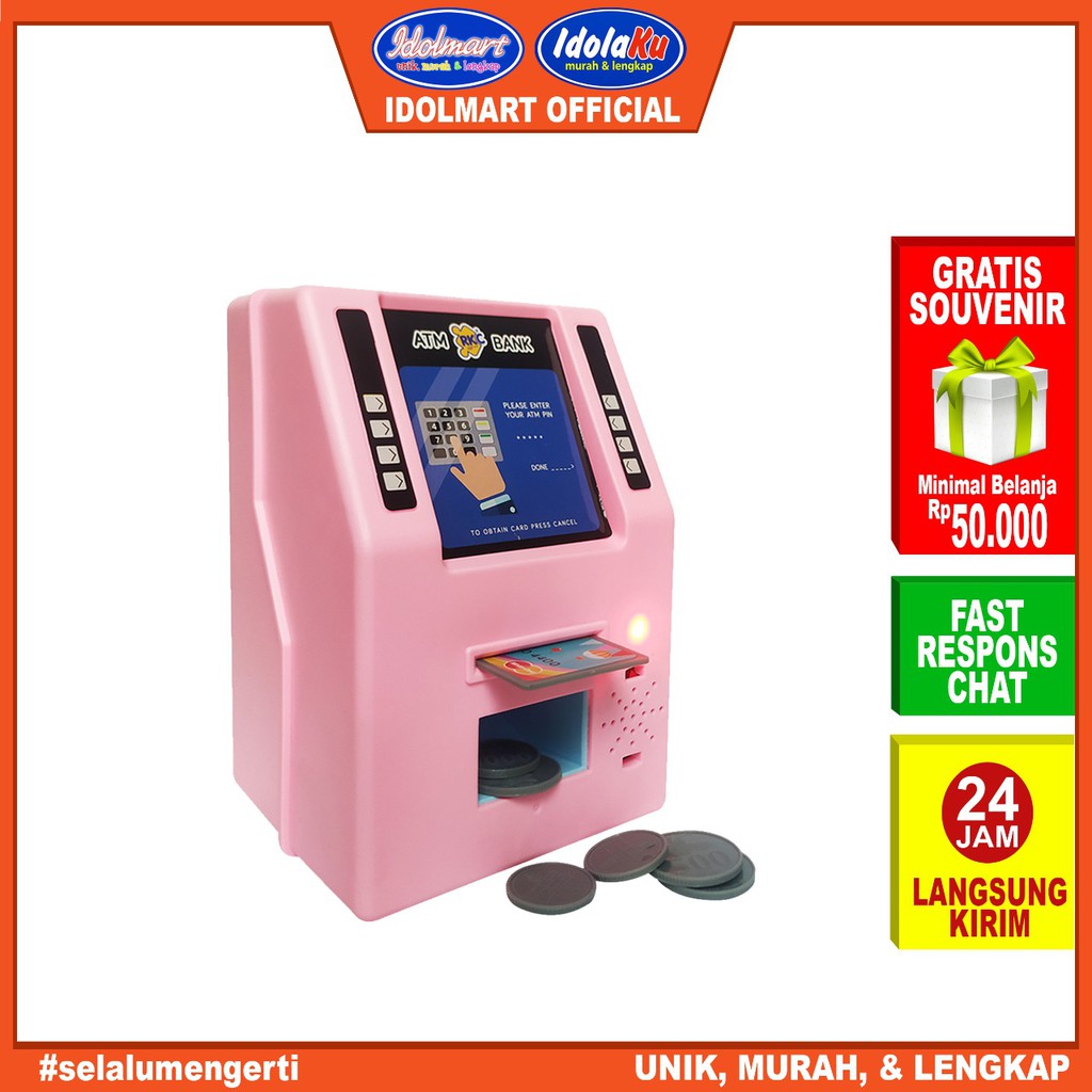 IDOLAKU Mainan Anak Play It Real Mini Atm Bank Rkc10018-1