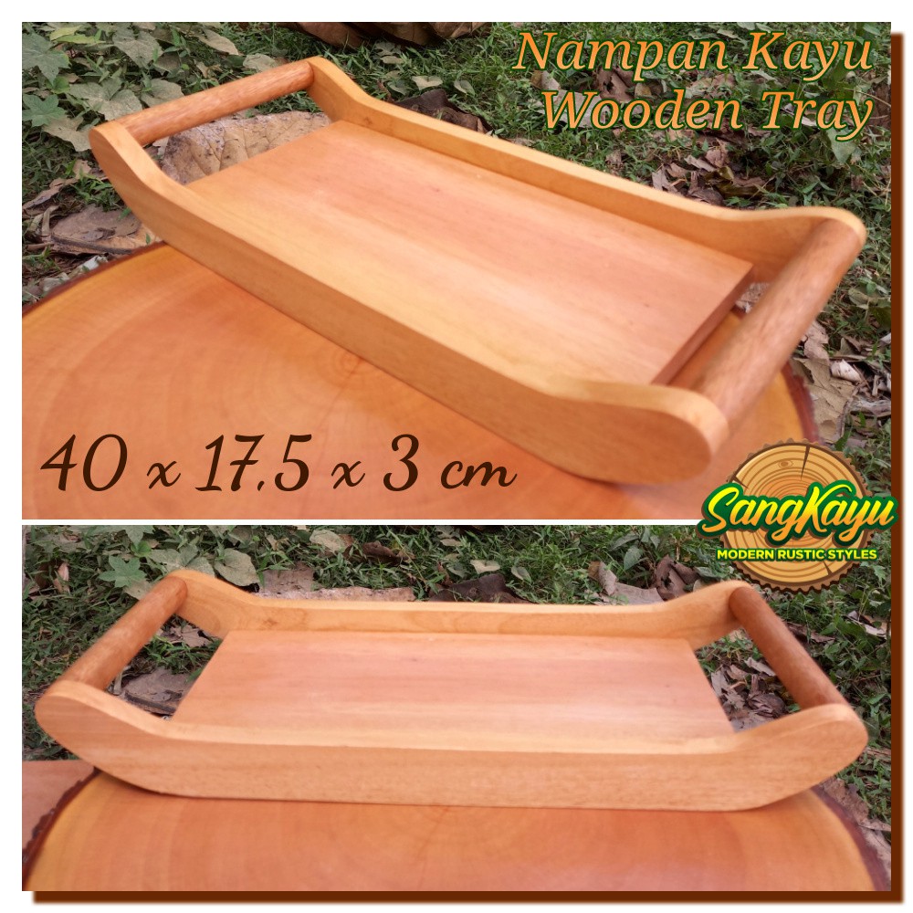 Nampan kayu +handle 40x17,5x3cm Wooden Tray nampan saji serving tray 2