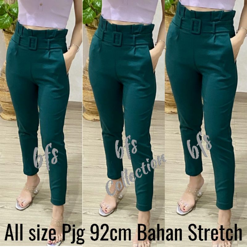 High Wish Pants Belt Super Stretch