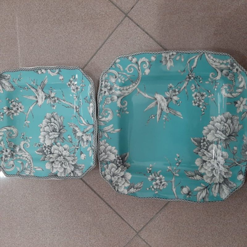 [SET] ADELAIDE SQUARE DINNER PLATE PIRING KERAMIK SANGO KOTAK TOSCA BIRU VINTAGE JADUL KLASIK ANTIK