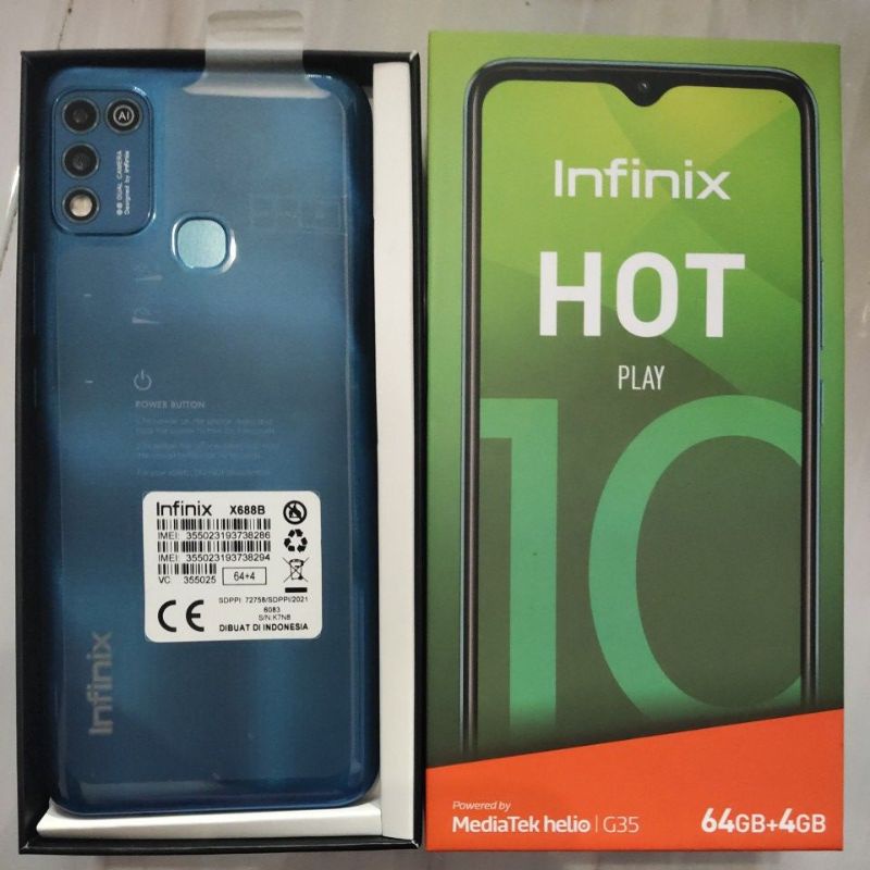 Infinix Hot 10 play Ram 4GB Rom 64GB Handphone Second