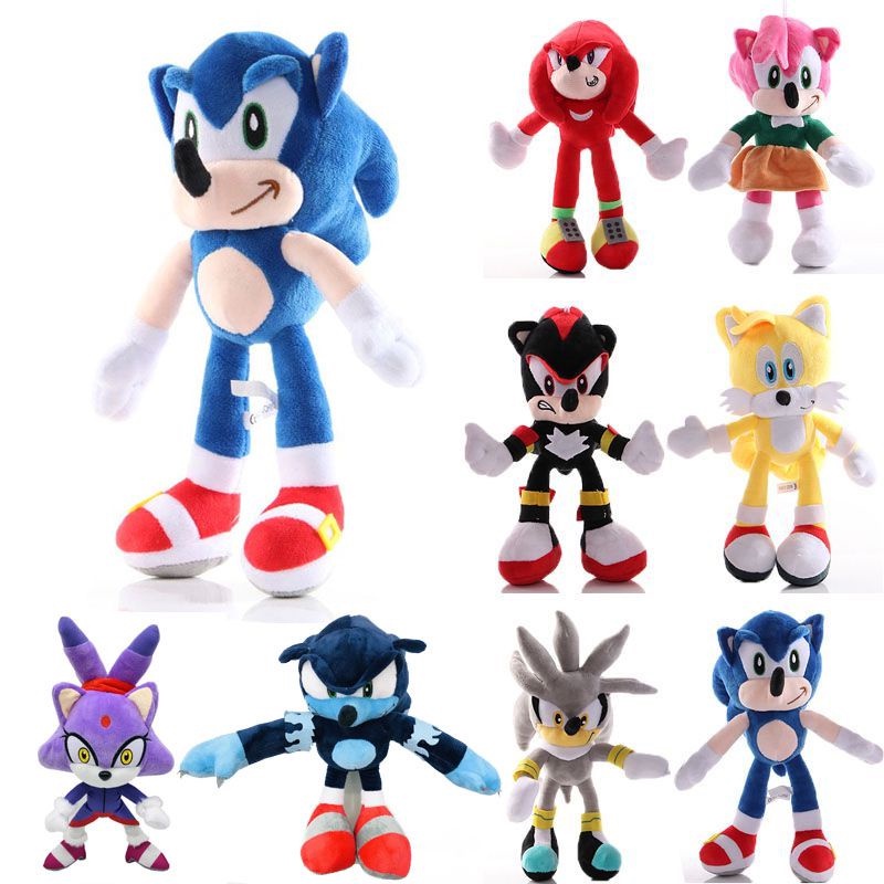 Mainan Boneka Stuffed Plush Sonic The Hedgehog Shadow Amy Rose Knuckle Tail Ukuran 45cm - 20cm Untuk Hadiah