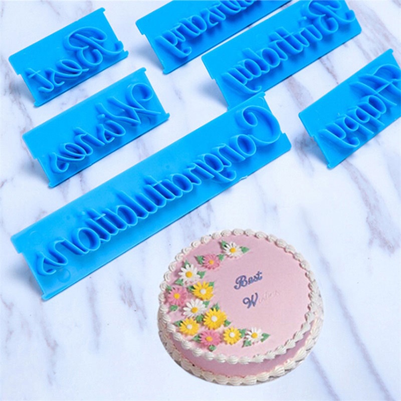 6 Pcs / set Cetakan Kue Bahan Plastik Desain Tulisan Happy Birthday Untuk Dekorasi