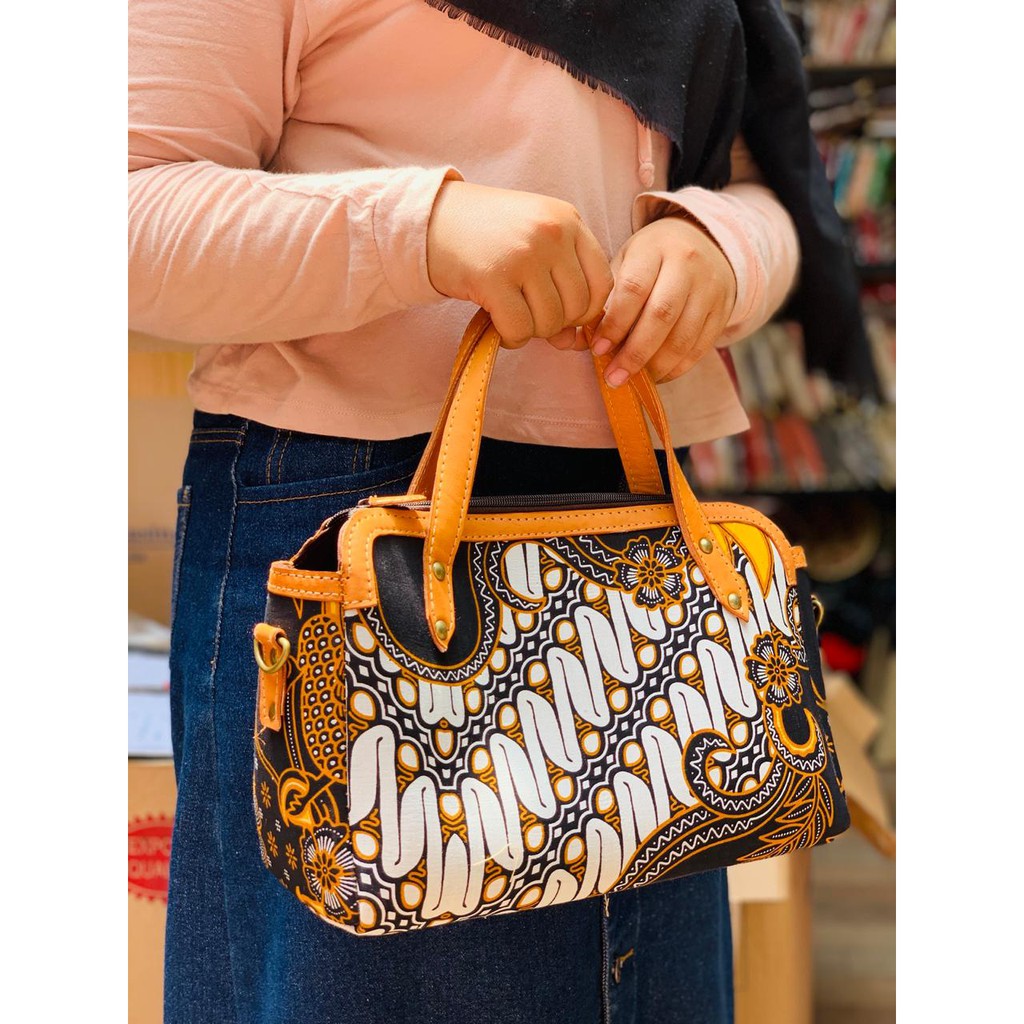 tas batik etnik  kombinasi kulit