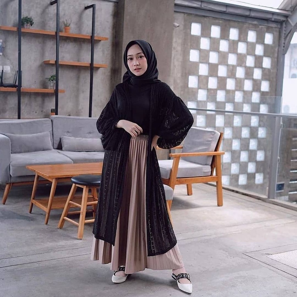 CARDIGAN BROKAT LENGAN BALON/KARDIGAN BURKAT/OTER LONG KEKINIAN