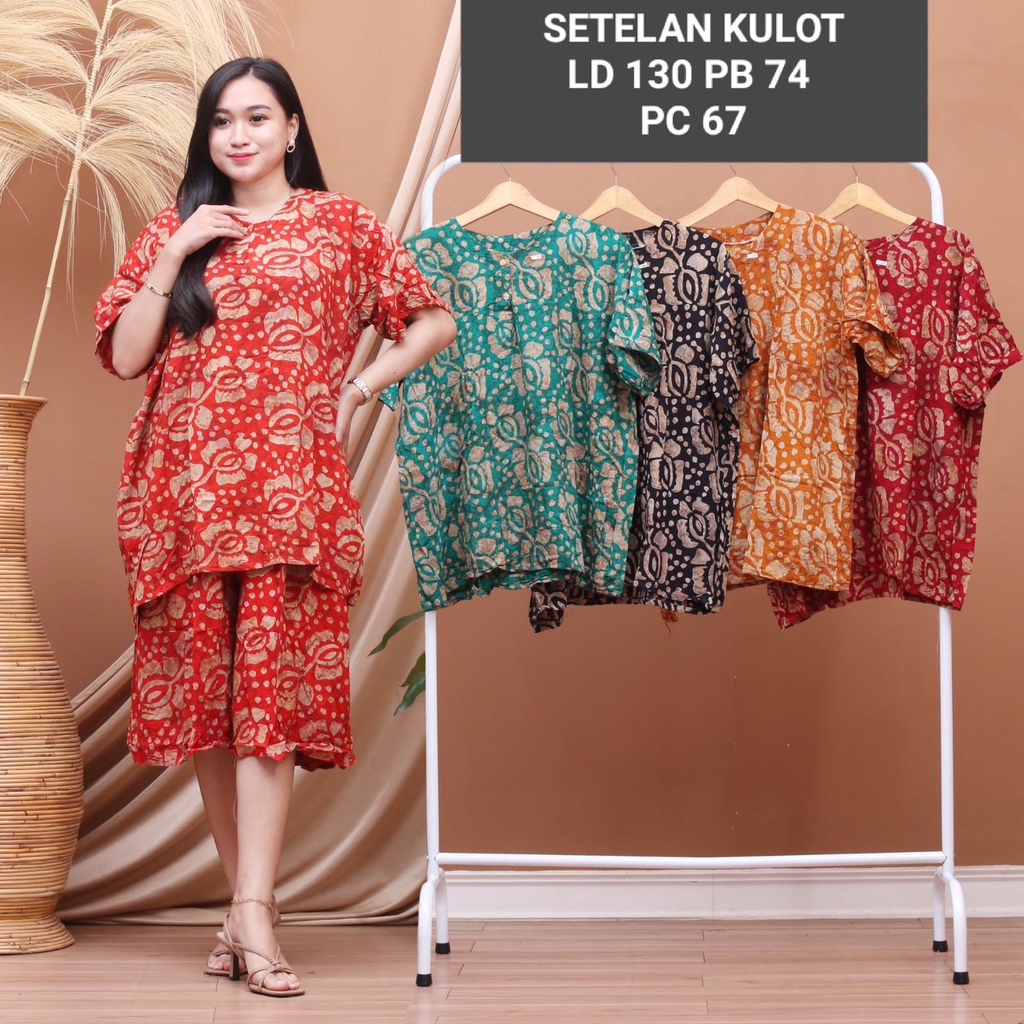 ONESET SETELAN ATASAN DAN KULOT PENDEK LD 130 CM BUSUI RAYON/SETELAN  BATIK GOGO  / PIYAMA BAJU TIDUR TERBARU