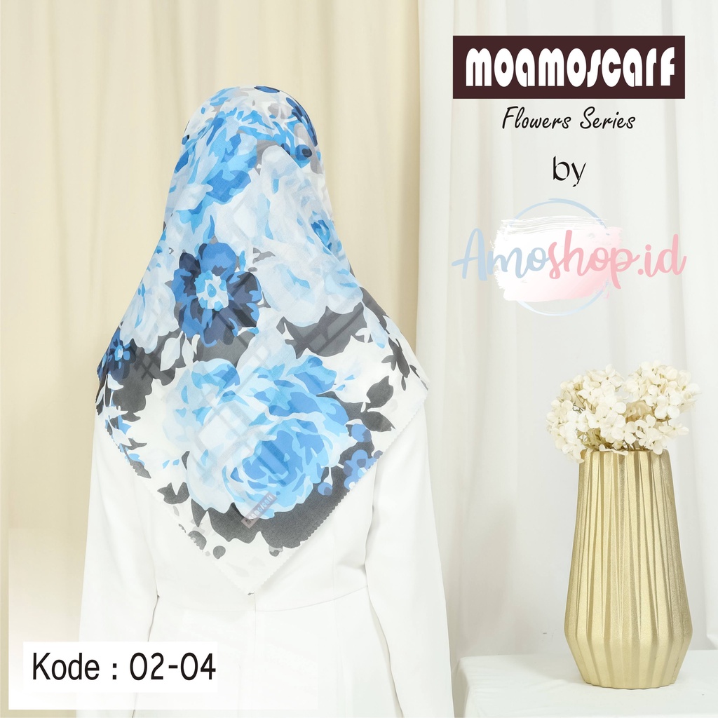 Hijab Segi Empat Murah Motif Digital Print Voal Premium Scarf Flower Series