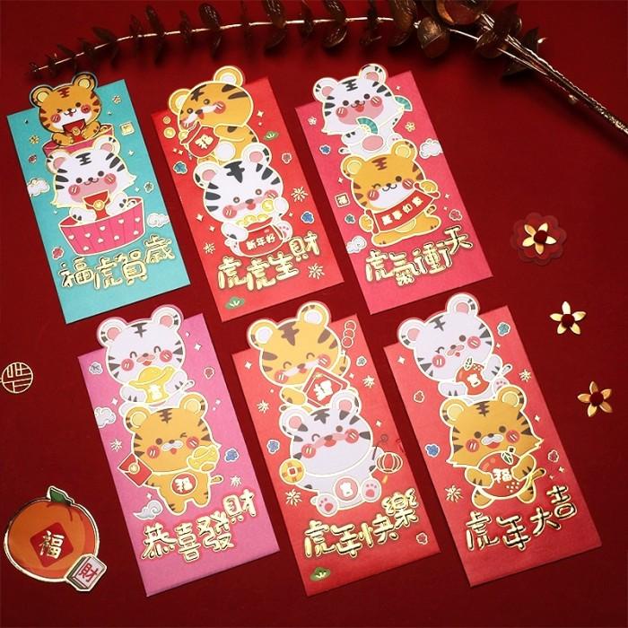 

Angpao Macan Premium Isi 6 Amplop Ampau Merah Imlek 2022 Murah Grosir 058
