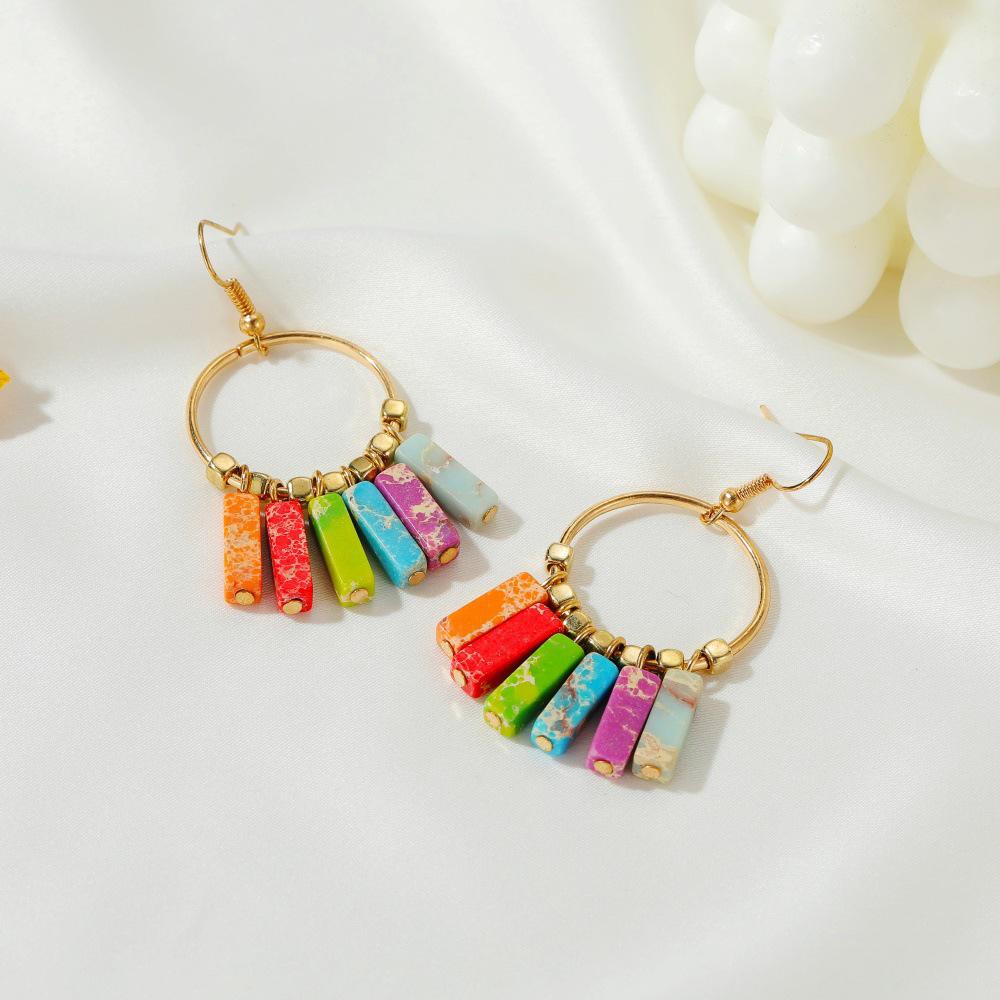 Needway Rainbow Anting Fashion Wanita Manis Awan Alloy Gaya Boho Perhiasan