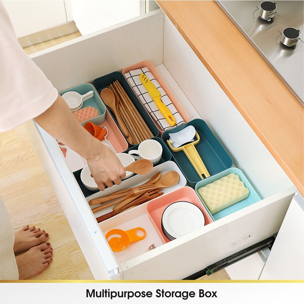 Rak Storage Drawer Kotak Pembatas Sekat Penyimpanan Laci Organizer Organiser Stationery Sendok Meja Dapur Kosmetik Sumpit Sendok Plastik