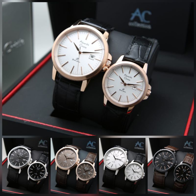 JAM TANGAN COUPLE ALEXANDRE CHRISTIE AC1008 / AC 1008 LEATHER ORIGINAL GARANSI RESMI 1 TAHUN