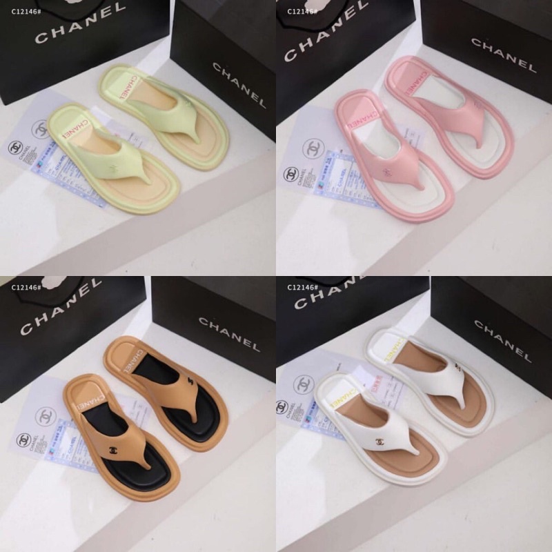 

Ch*nel Padded Pool Thong Logo With Leather Sandal C12146
