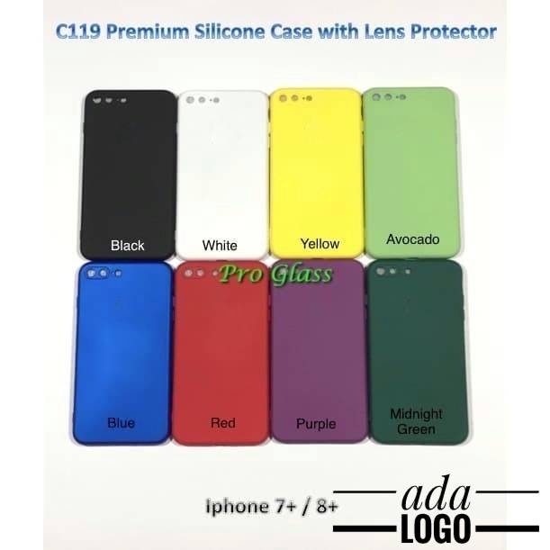 C119 For IPHONE 7 / 8 / 7+ / 8 + Premium Matte Doff Silicone Case + Lens Protection