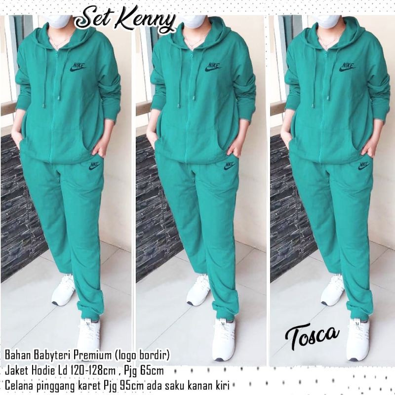 BAJU WANITA TERBARU KEKINIAN MURAH KOREAN STYLE SET CELANA KENNY, HODIE TRAINING,  BABYTERRY PREMIUM