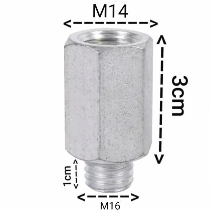 #####] Baut Adaptor dari ulir M16 Female ke M14 Male/ Spindel Adapter M16-M14