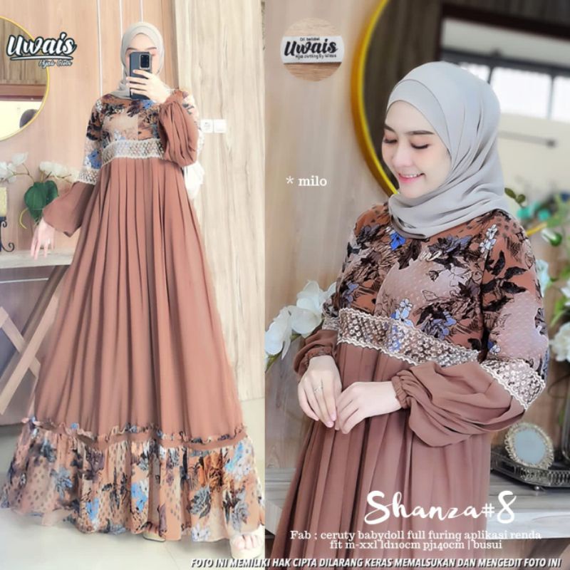 RESTOK  GAMIS MUSLIMAH [ NEW ] SHANZA DRESS MAXY #8 ORI BY UWAIS HIJAB