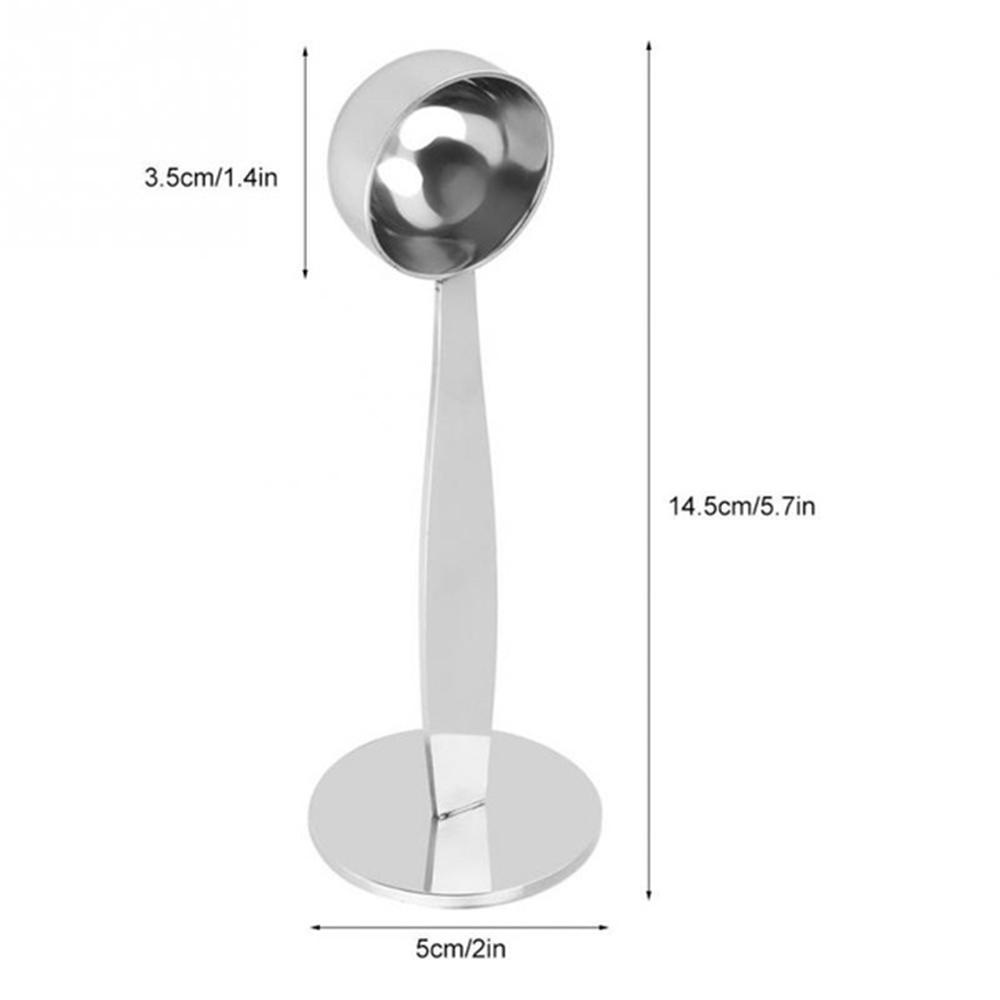 [Elegan] Sendok Takar Kopi Stainless Steel Dengan Stand Cafe Measuring Powder Press Bean Coffee Tamper