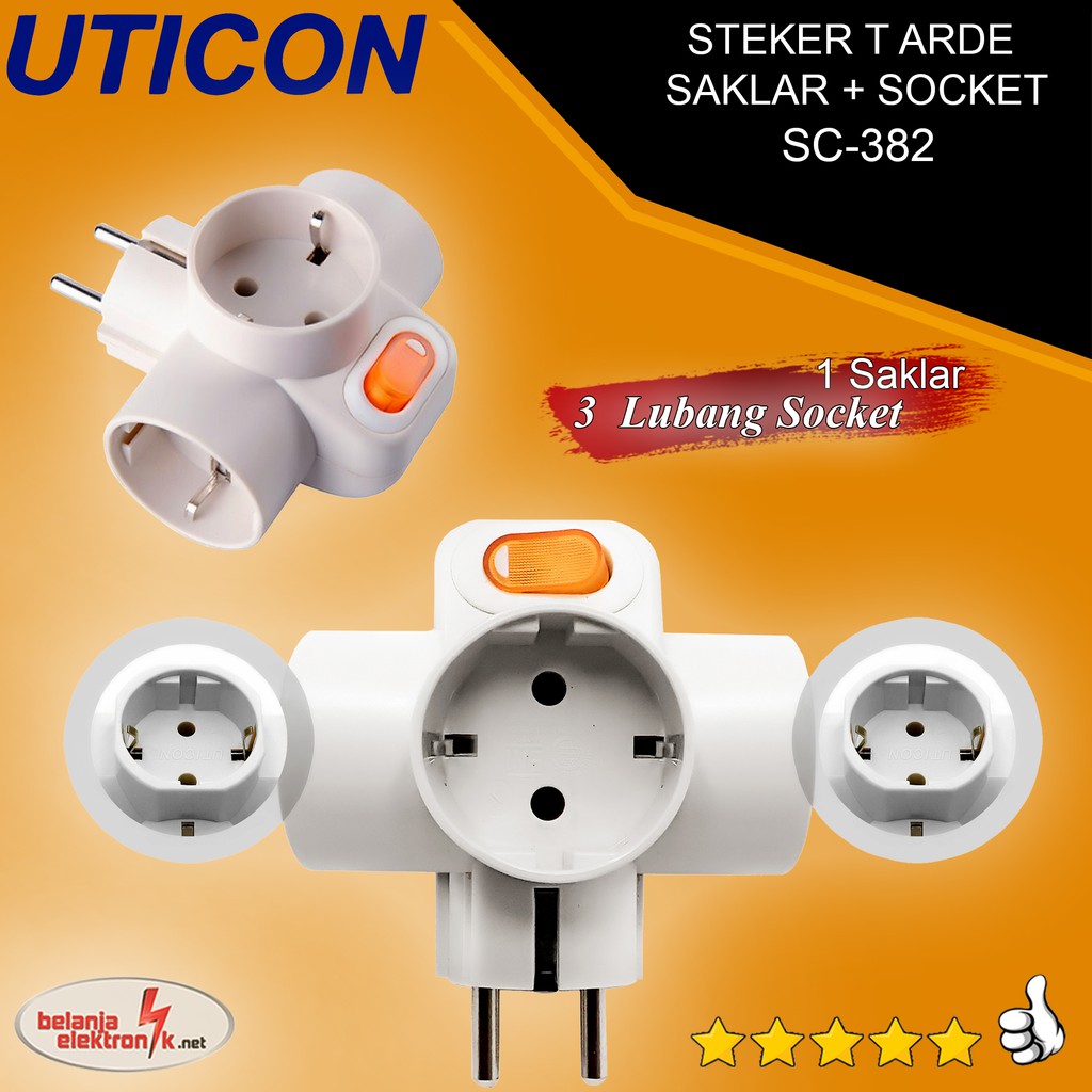 NEW Steker T Arde 3 Lubang + Saklar UTICON SC-382