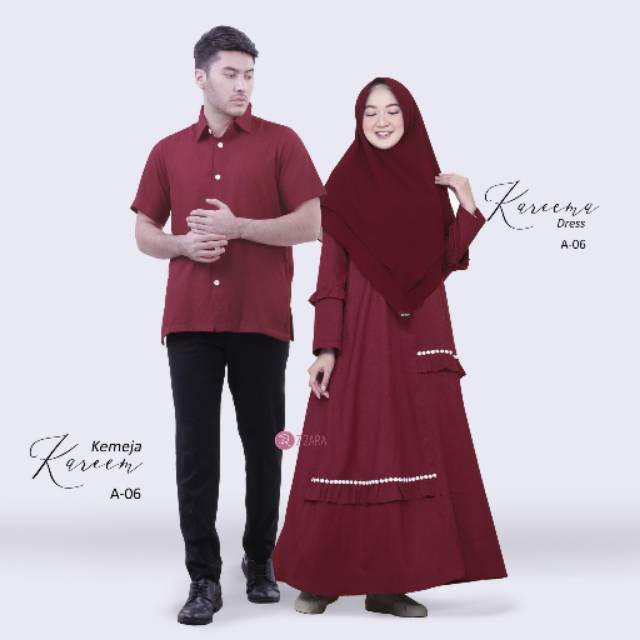 Kareema Dress by Zizara - Gamis Couple Ayah Ibu Bahan Katun Madinah - Gamis Renda Sarimbit Original