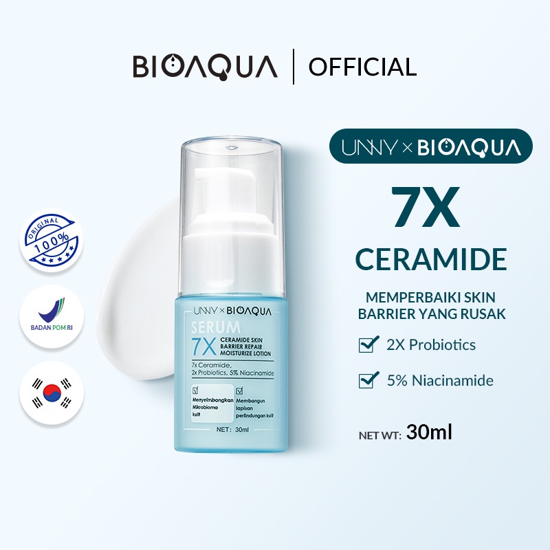 BIOAQUA 7X Ceramide Skin Barrier Repair Moisturizer Cream 50gr | Emulsion Face Lotion 30ml | Toner Wajah 120ml Glowing Hydrating - BIOAQUA 7x Ceramide skin Barier all skin Type